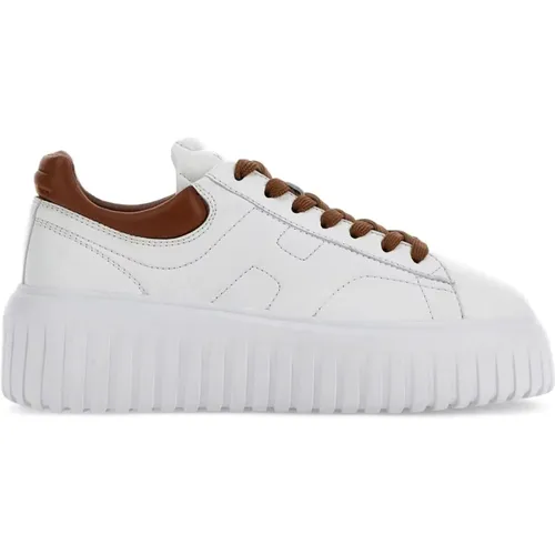 Weiße Leder Logo Patch Sneakers,Weiße Ledersneakers für Frauen - Hogan - Modalova