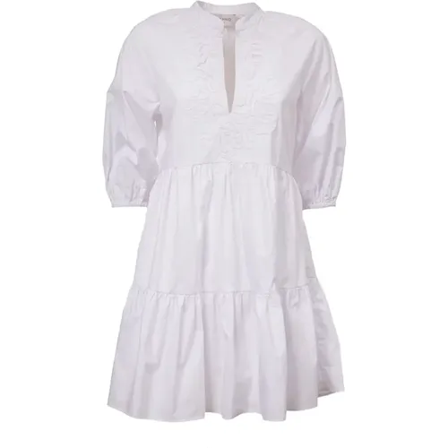 Lace Embroidered Dress V-Neck Long Sleeve , female, Sizes: M, XS - Ermanno Scervino - Modalova