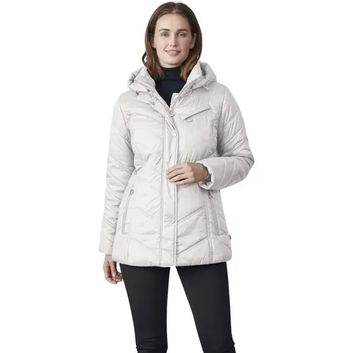 Gepolsterte Winter Weiße Jacke mit Kapuze , Damen, Größe: M - Junge - Modalova