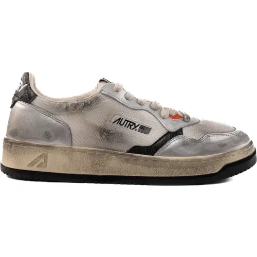 Weiße Sneakers Leder Stoff Metallische Oberfläche - Autry - Modalova