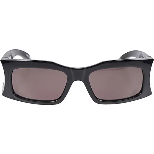 Schwarze rechteckige Sonnenbrille mit versteckten Scharnieren - Balenciaga - Modalova
