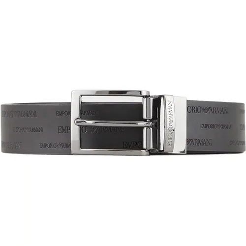 Reversible Leather Belt with Lettering , male, Sizes: ONE SIZE - Emporio Armani - Modalova