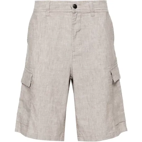 Cargo Linen Shorts with Pockets , male, Sizes: 2XL - Hugo Boss - Modalova