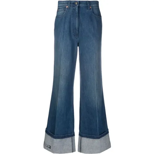 Blaue High-Rise Wide-Leg Jeans - Gucci - Modalova