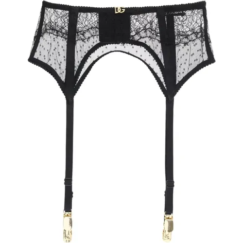 Lace Garter Belt with Logo , female, Sizes: M - Dolce & Gabbana - Modalova