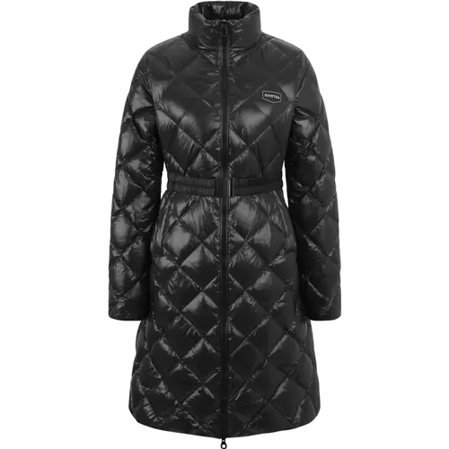 Diamantgesteppte lange Daunenjacke mit Gürtel , Damen, Größe: L - duvetica - Modalova