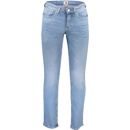 Slim Fit Denim Jeans Blau Bestickt , Herren, Größe: W28 L32 - Tommy Hilfiger - Modalova