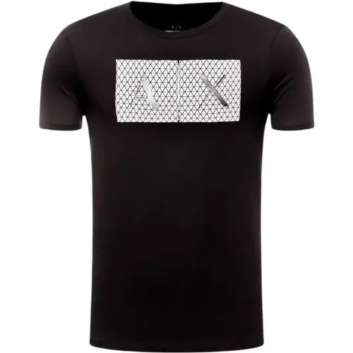 Schwarzes Baumwoll Herren T-Shirt Frühling/Sommer Kollektion - Armani Exchange - Modalova