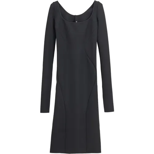 Schwarzes Slip Kleid Langarm , Damen, Größe: 2XS - Rick Owens - Modalova