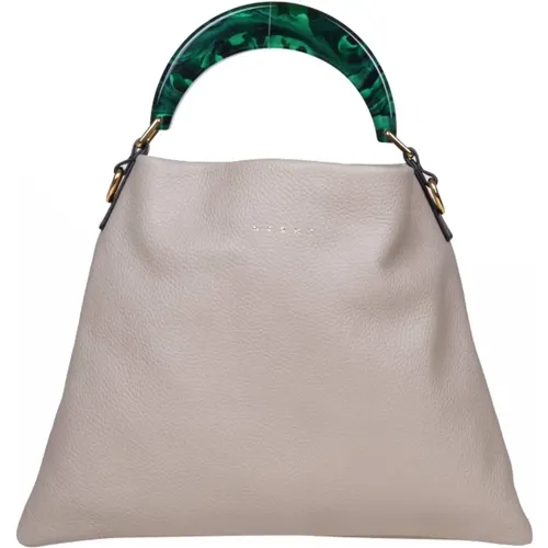 Soft Calfskin Handbag, Taupe Color , female, Sizes: ONE SIZE - Marni - Modalova