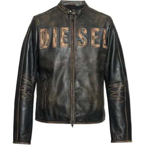 Leather jacket L-Met-A A14269 , male, Sizes: L - Diesel - Modalova