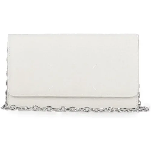 Pebbled Leather Wallet with Chain , female, Sizes: ONE SIZE - Maison Margiela - Modalova