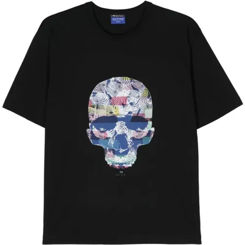 Schwarzes T-Shirt mit Skull Print - Paul Smith - Modalova