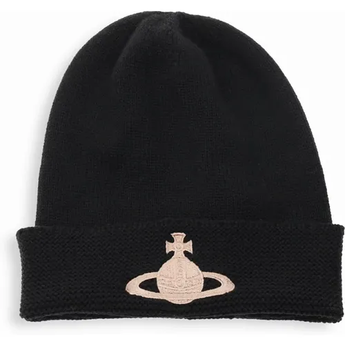 Wool Beanie with Logo Embroidery , unisex, Sizes: ONE SIZE - Vivienne Westwood - Modalova