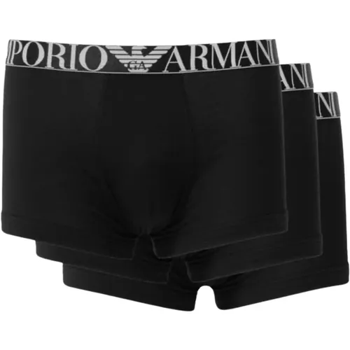 Schwarze Baumwoll-Stretch-Boxershorts-Packung , Herren, Größe: 2XL - Emporio Armani - Modalova