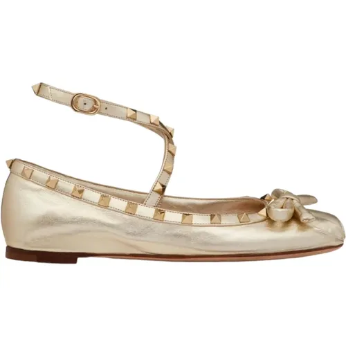 Gold Ballerina Flats Elegant Chic Style , female, Sizes: 4 1/2 UK - Valentino Garavani - Modalova