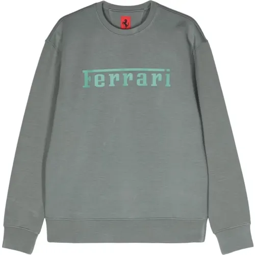 Grauer Logo Pullover Rundhalsausschnitt Langarm , Herren, Größe: XL - Ferrari - Modalova