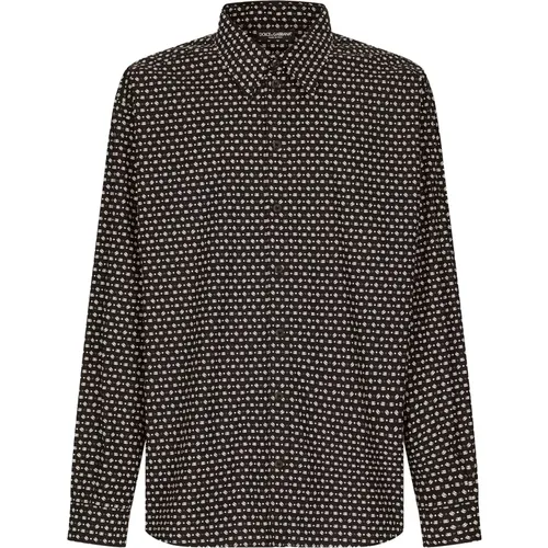 Logo Print Oversized Popeline Hemd , Herren, Größe: XL - Dolce & Gabbana - Modalova