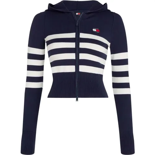 Gestreifter Zip-Sweater , Damen, Größe: S - Tommy Jeans - Modalova