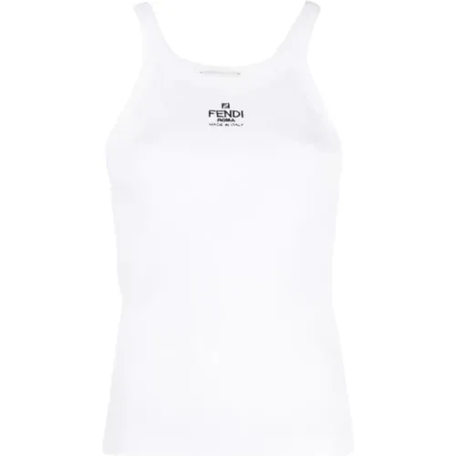 Logo-besticktes Tanktop , Damen, Größe: M - Fendi - Modalova