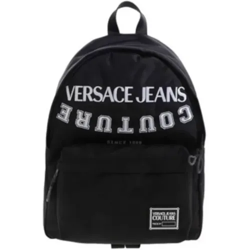 Large Men`s Backpack with Embroidered Contrast Logo , male, Sizes: ONE SIZE - Versace Jeans Couture - Modalova
