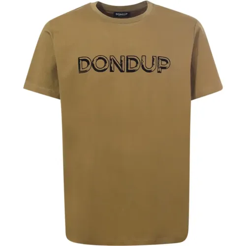 Militär Crew-neck T-shirt mit Logo , Herren, Größe: S - Dondup - Modalova