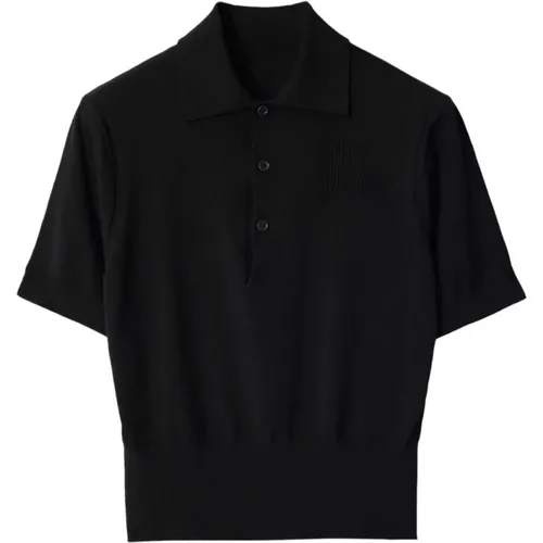 Schwarzes Polo-Shirt für Frauen , Damen, Größe: L - Burberry - Modalova