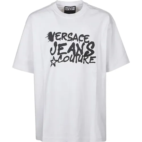 Logo Dripping T-Shirt , male, Sizes: S - Versace Jeans Couture - Modalova