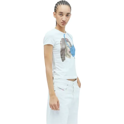 Grafikdruck Baumwoll T-Shirt , Damen, Größe: L - Diesel - Modalova