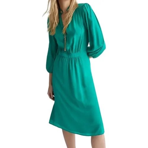 Grünes Seidenkleid mit V-Ausschnitt , Damen, Größe: L - Liu Jo - Modalova