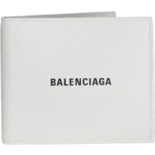 Weiße Lederbrieftasche mit Logo-Druck , Herren, Größe: ONE Size - Balenciaga - Modalova