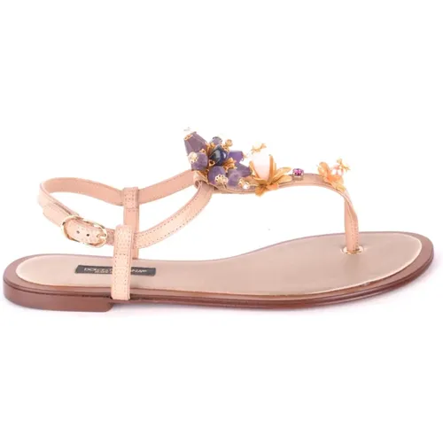 Stylish Flat Sandals for Women , female, Sizes: 3 UK - Dolce & Gabbana - Modalova