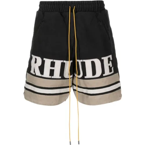 Schwarze Shorts mit Besticktem Logo - Rhude - Modalova