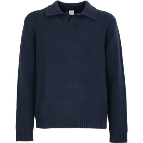 Blaue Woll-Polo-Pullover , Herren, Größe: XL - Aspesi - Modalova