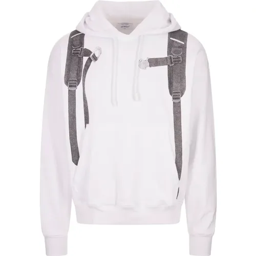 Off , Cotton Hoodie with Graphic Print , male, Sizes: XL, S, L, M - Off White - Modalova