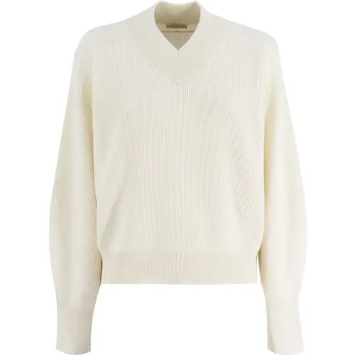 V-Ausschnitt Rippstrick Pullover - BRUNELLO CUCINELLI - Modalova