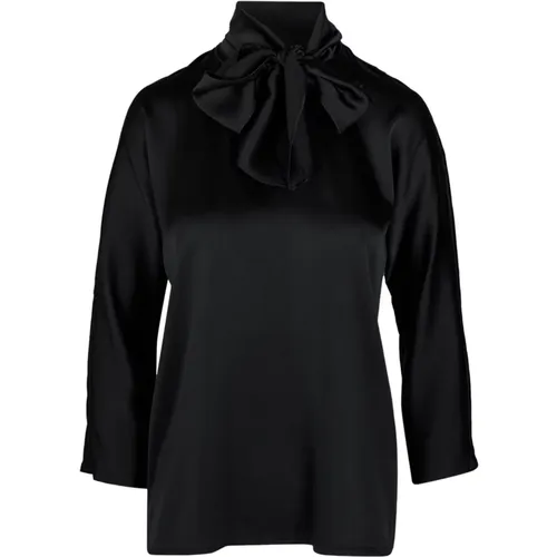 Satin blouse with high neck , female, Sizes: 2XS - Jucca - Modalova