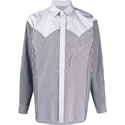 Classic Striped Shirt with Décortiqué Details , male, Sizes: M, L - Maison Margiela - Modalova