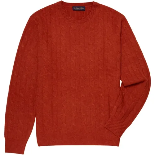 Kabel-Knit-Crew-Hals-Pullover , Herren, Größe: L - Brooks Brothers - Modalova