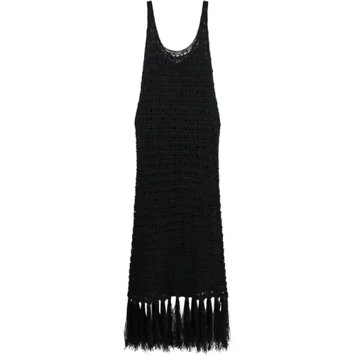 Fringe Dress, Sleeveless, Made in Italy , female, Sizes: M - Erika Cavallini - Modalova