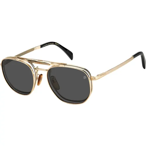Gold Schwarz/Grau Clip-On Sonnenbrille , Herren, Größe: 52 MM - Eyewear by David Beckham - Modalova