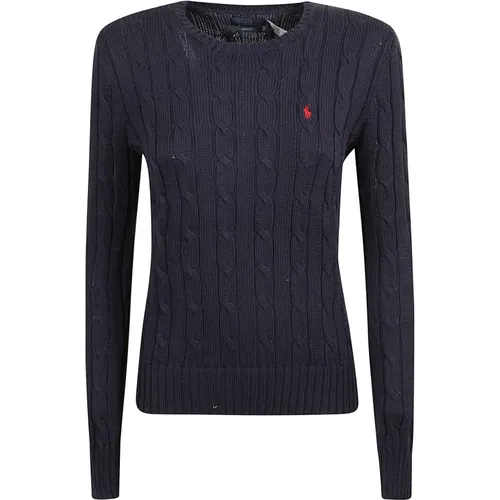 Navy Cable Knit Sweatshirt , female, Sizes: L - Ralph Lauren - Modalova