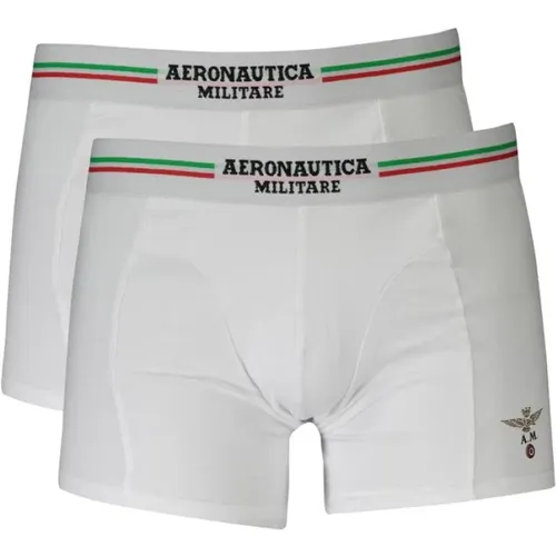 Weiße Baumwoll-Boxershorts Bi-Pack , Herren, Größe: XL - aeronautica militare - Modalova