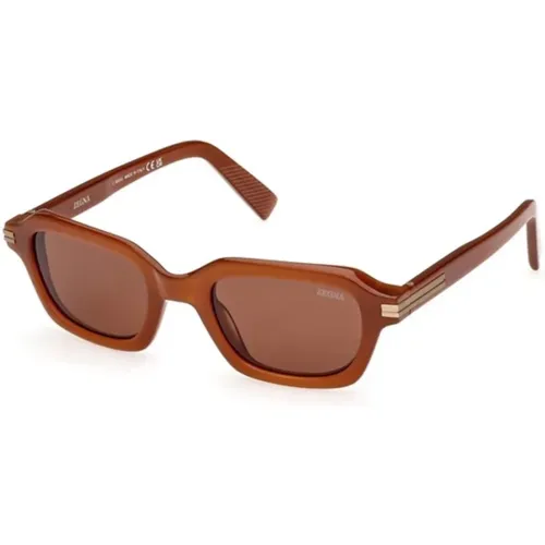 Shiny Light Sonnenbrille mit braunen Gläsern - Ermenegildo Zegna - Modalova