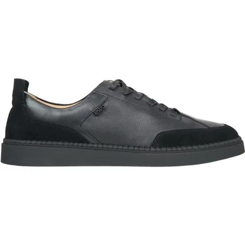 Herren Schwarze Low-Top Sneakers aus Premium Italienischem Leder und Velours Er00115641 , Herren, Größe: 43 EU - Estro - Modalova