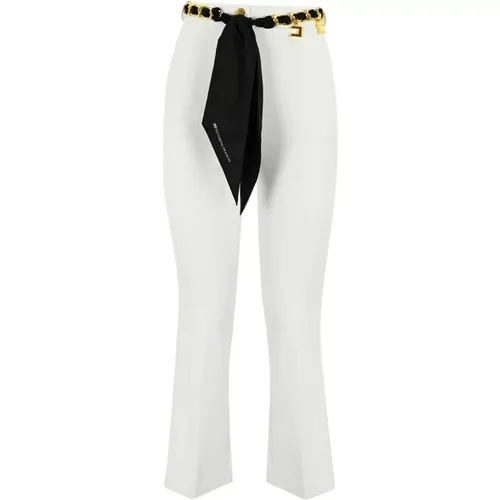 Ivory Flared Trousers for Women , female, Sizes: M, S, XL, L, 2XL - Elisabetta Franchi - Modalova