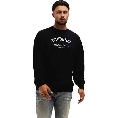 Milano Logo Pullover Schwarz Herren , Herren, Größe: L - Iceberg - Modalova