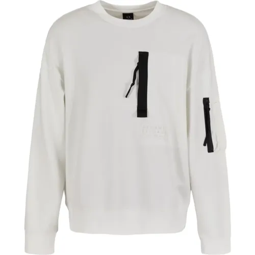 Weißer Sweatshirt French Terry Crew Neck , Herren, Größe: S - Armani Exchange - Modalova