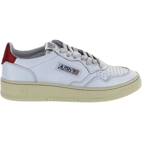 Stilvolle weiße Sneakers mit rotem Tag , Damen, Größe: 36 EU - Autry - Modalova