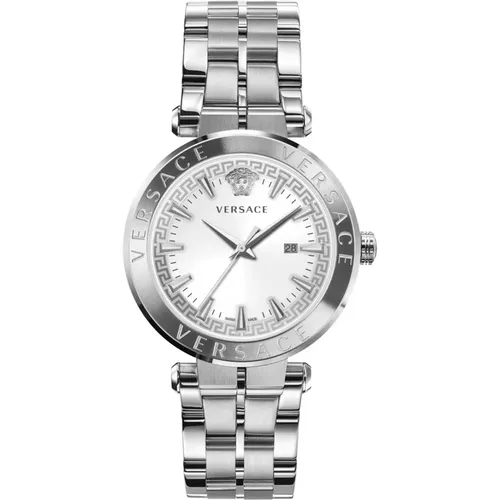 Aion Date Window Stainless Steel Bracelet , male, Sizes: ONE SIZE - Versace - Modalova